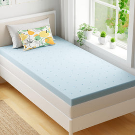 EGOHOME twin memory foam topper visible in box, ready to unbox and expand for cooler sleep
