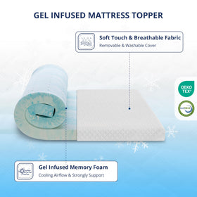 EGOHOME topper shows cooling vents dispersing heat for a cooler night.