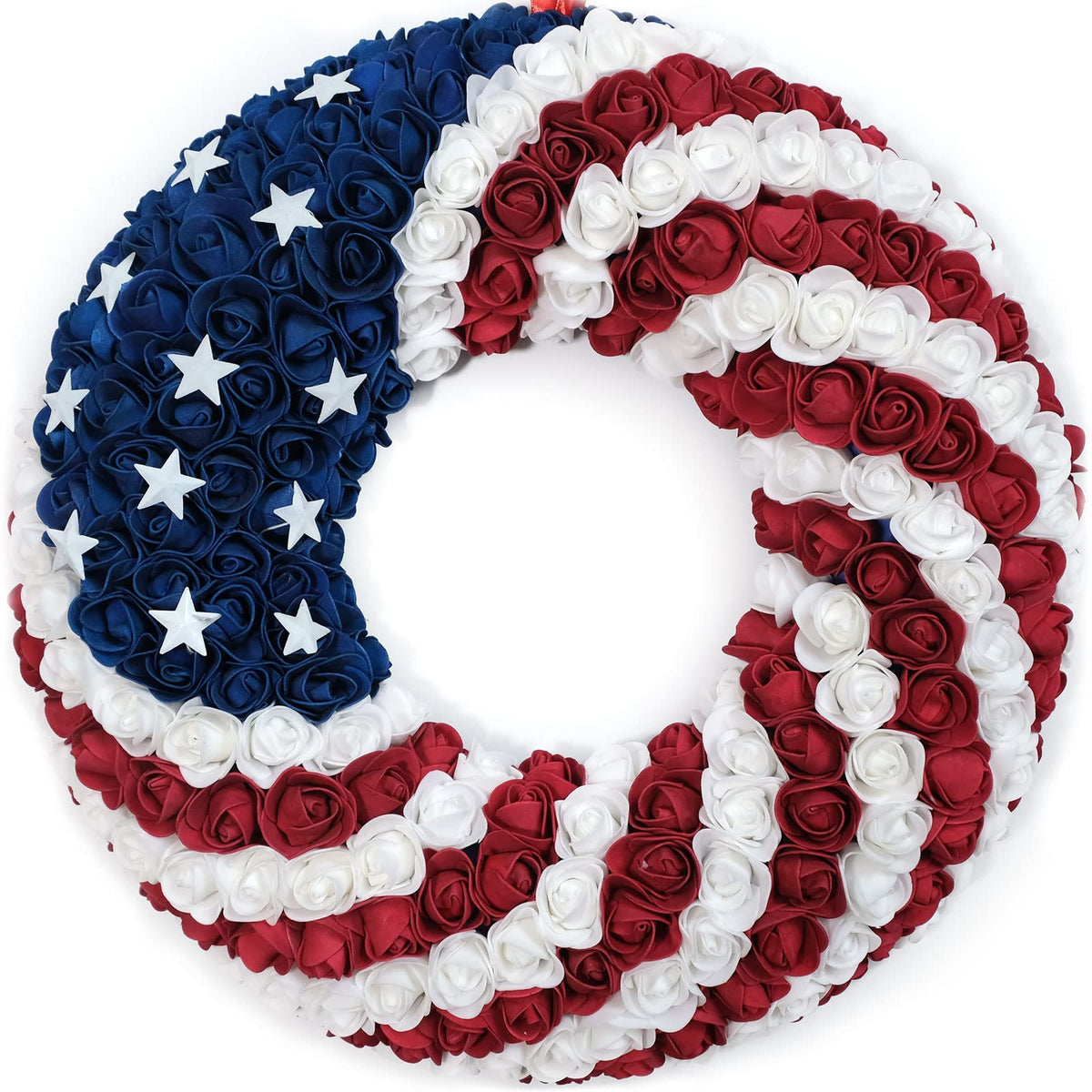 egolot 18inch patriotic roses wreath front door display for a welcoming entryway
