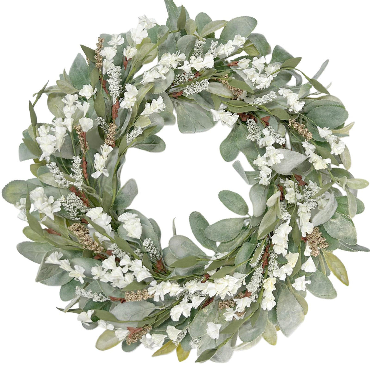 Egolot 22-inch lamb ears leaves wreath enhances curb appeal with year-round greenery