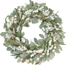 Egolot 22-inch lamb ears leaves wreath enhances curb appeal with year-round greenery