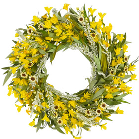 Egolot 24-inch spring forsythia wreath front door display for curb appeal