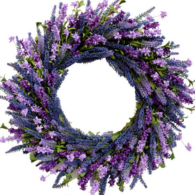 Egolot 26-inch purple lavender wreath for front door adds curb appeal.