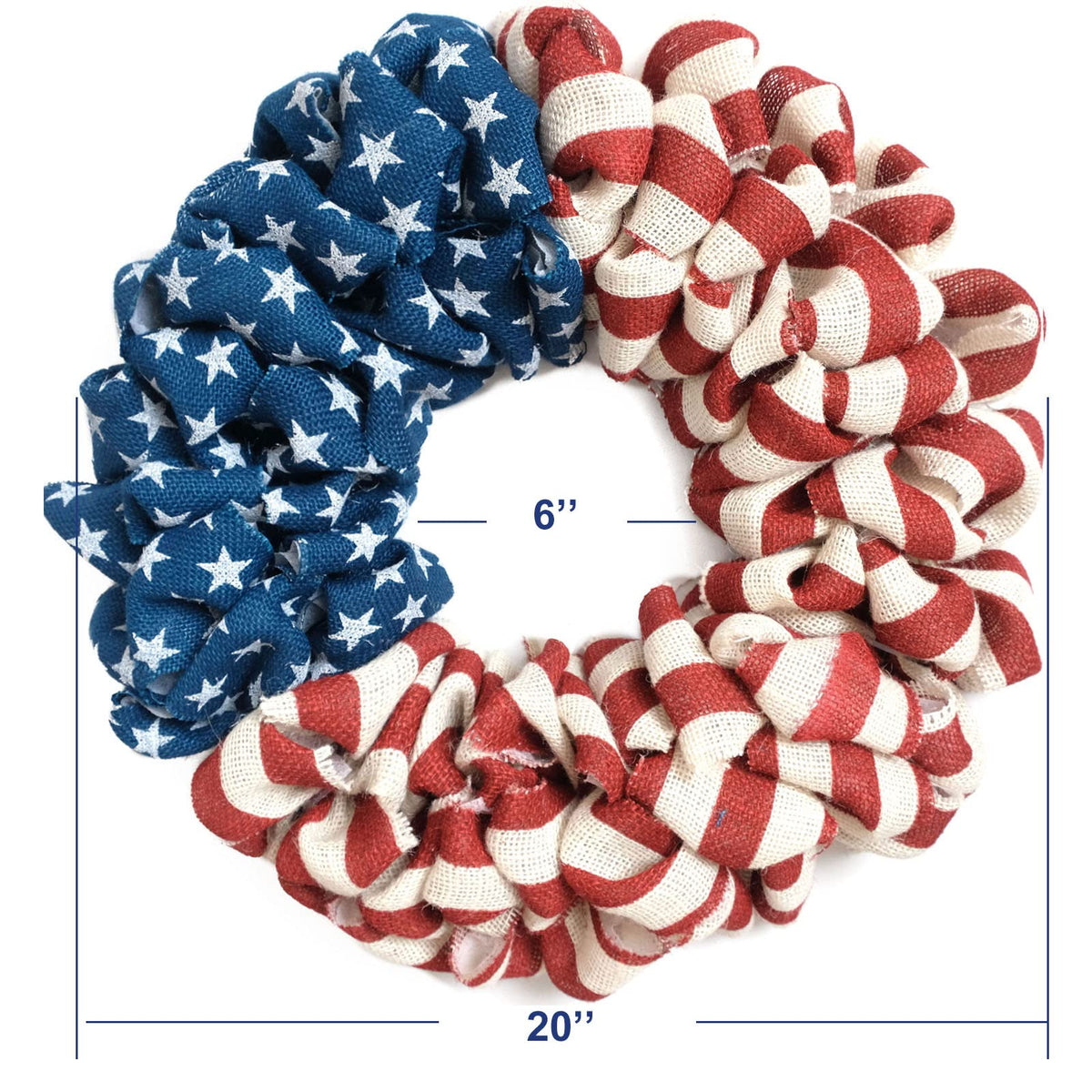 Egolot handcrafted American-flag print wreath adds festive flair to entrances.