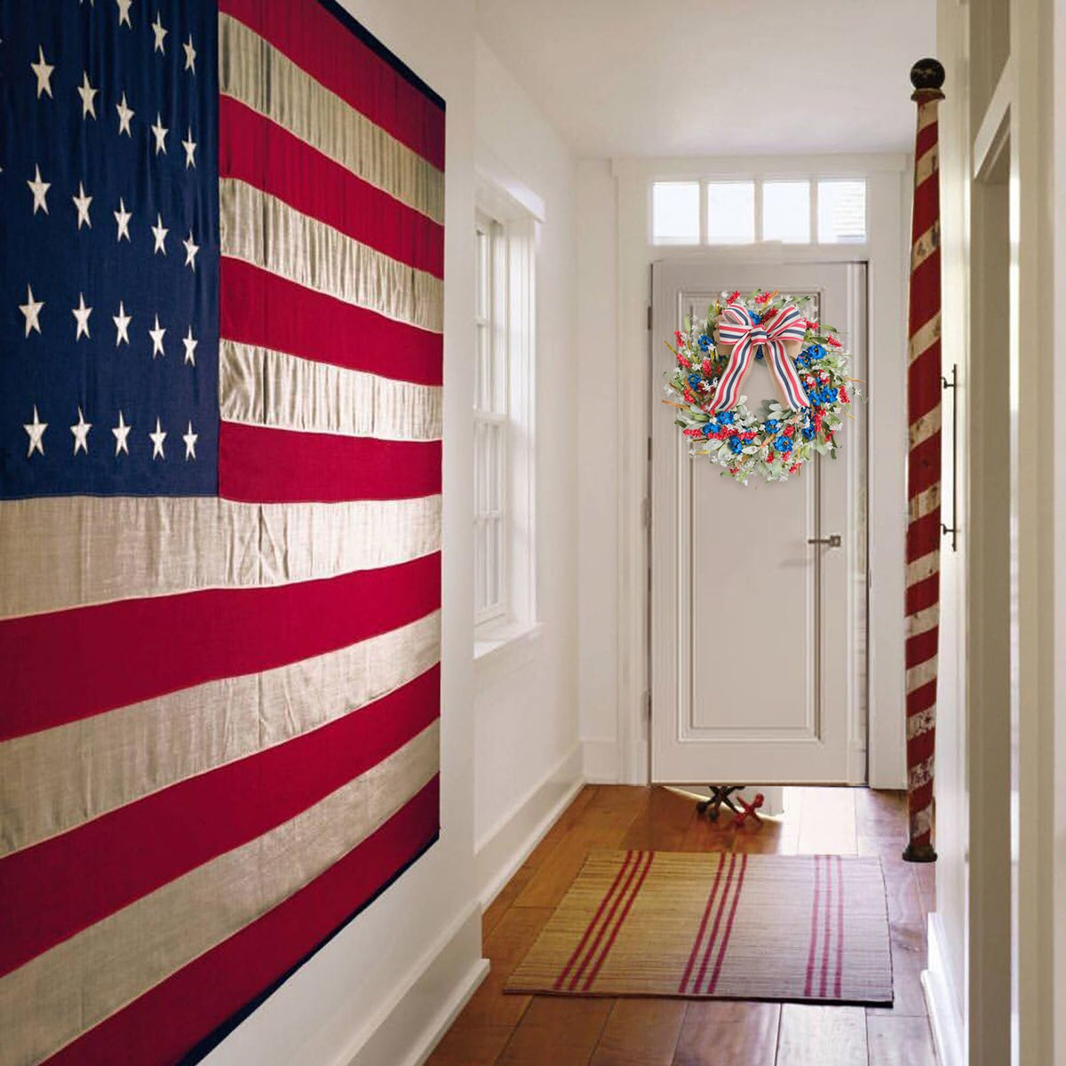 Egolot burlap bow accent highlights patriotic theme and festive appeal