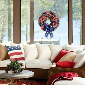 Egolot durable, woven patriotic wreath for indoor or covered outdoor use.