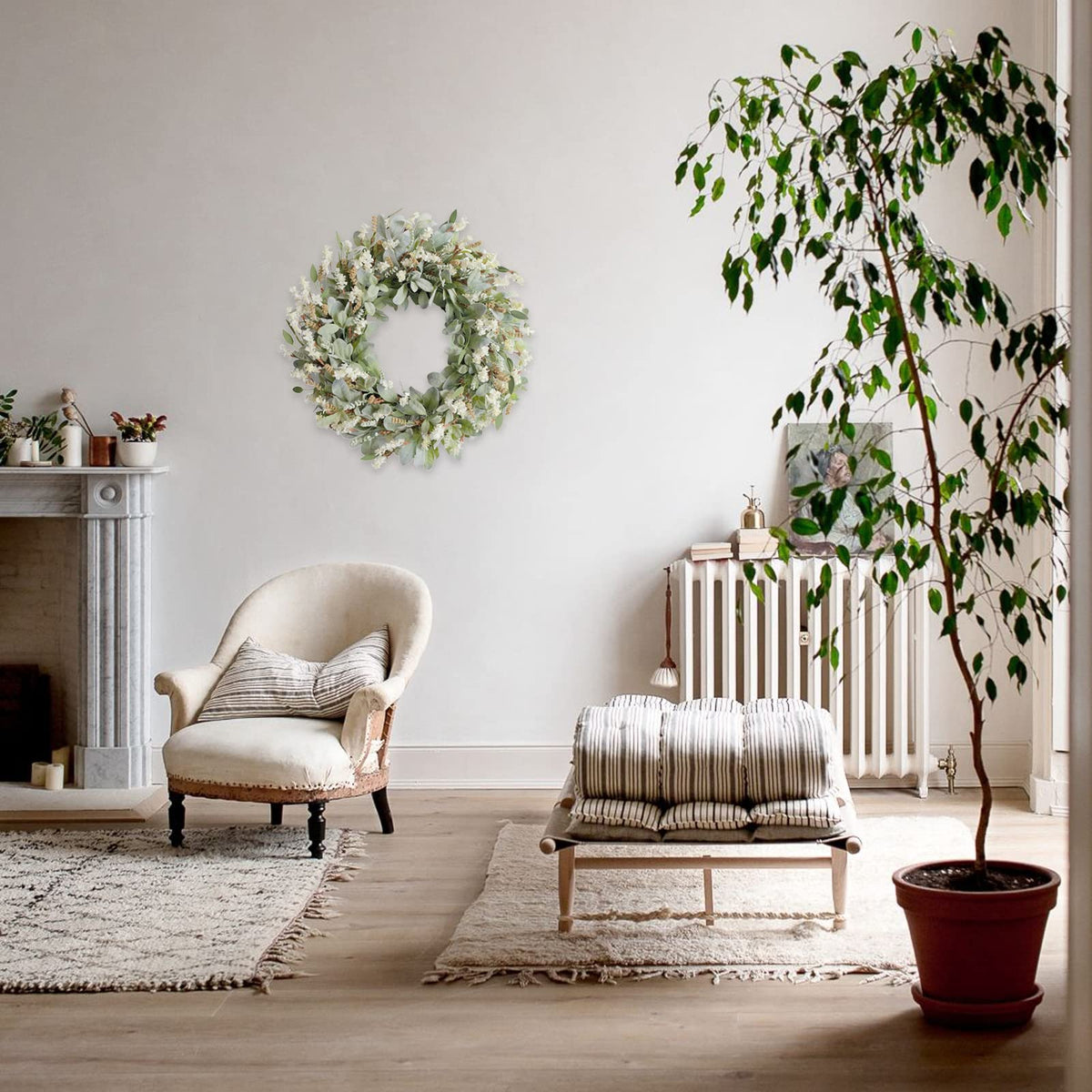egolot ivory flowers wreath detail highlighting romantic, timeless decor for indoors.