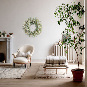 egolot ivory flowers wreath detail highlighting romantic, timeless decor for indoors.