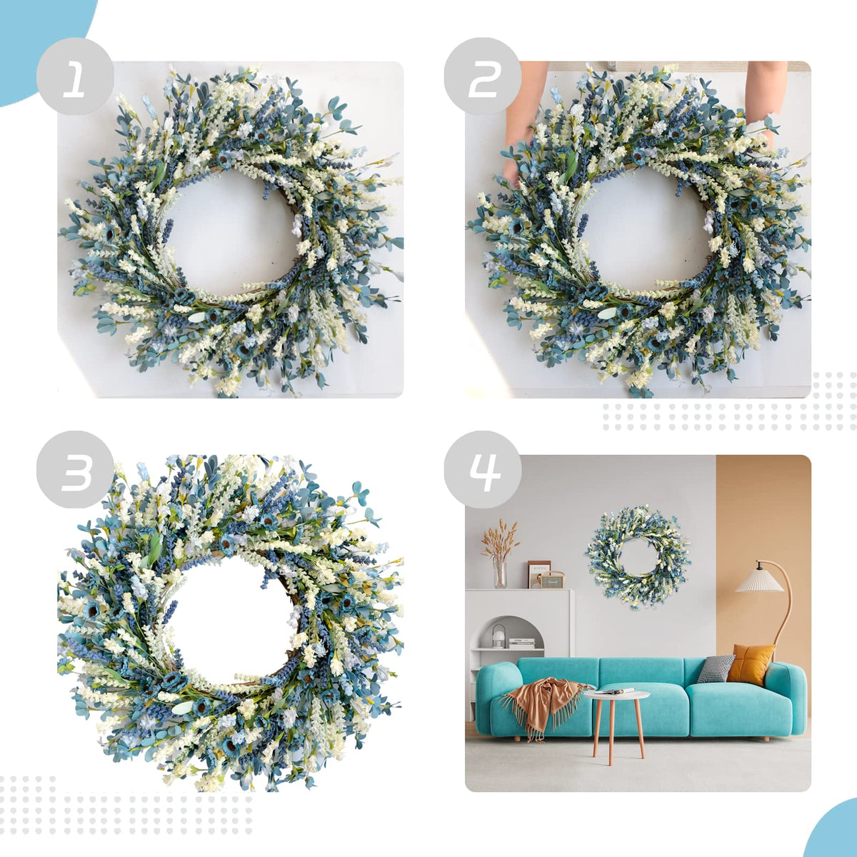 Egolot rustic farmhouse coastal wreath accentuates entrances and windows.
