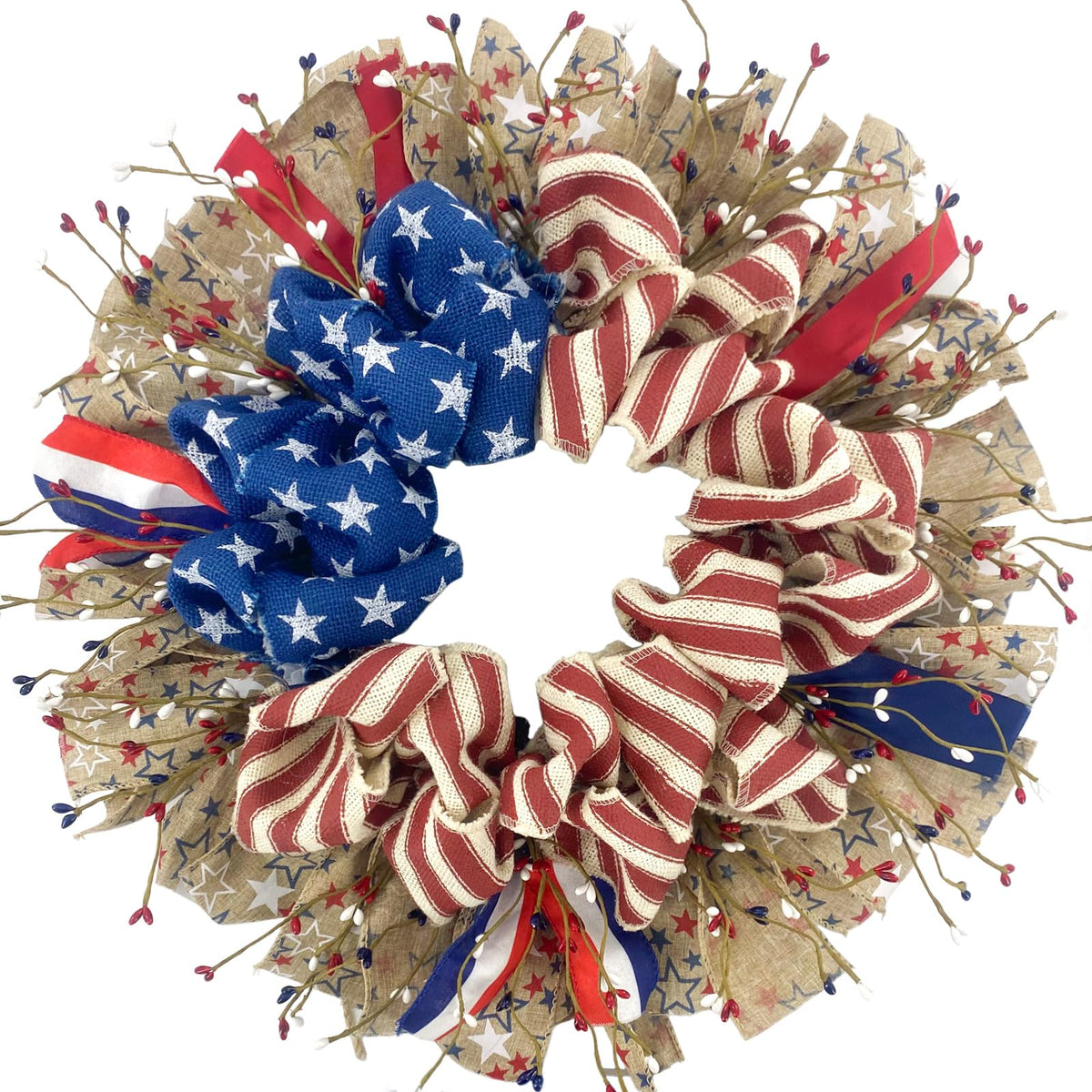 egolot patriotic burlap berries wreath on front door enhances festive curb appeal