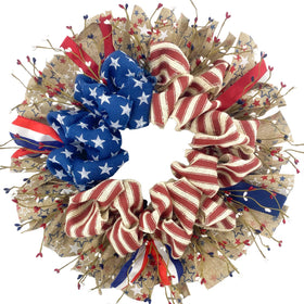 egolot patriotic burlap berries wreath on front door enhances festive curb appeal