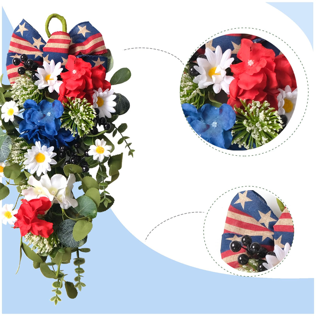 Egolot patriotic swag for indoor/outdoor use, 20inch length.