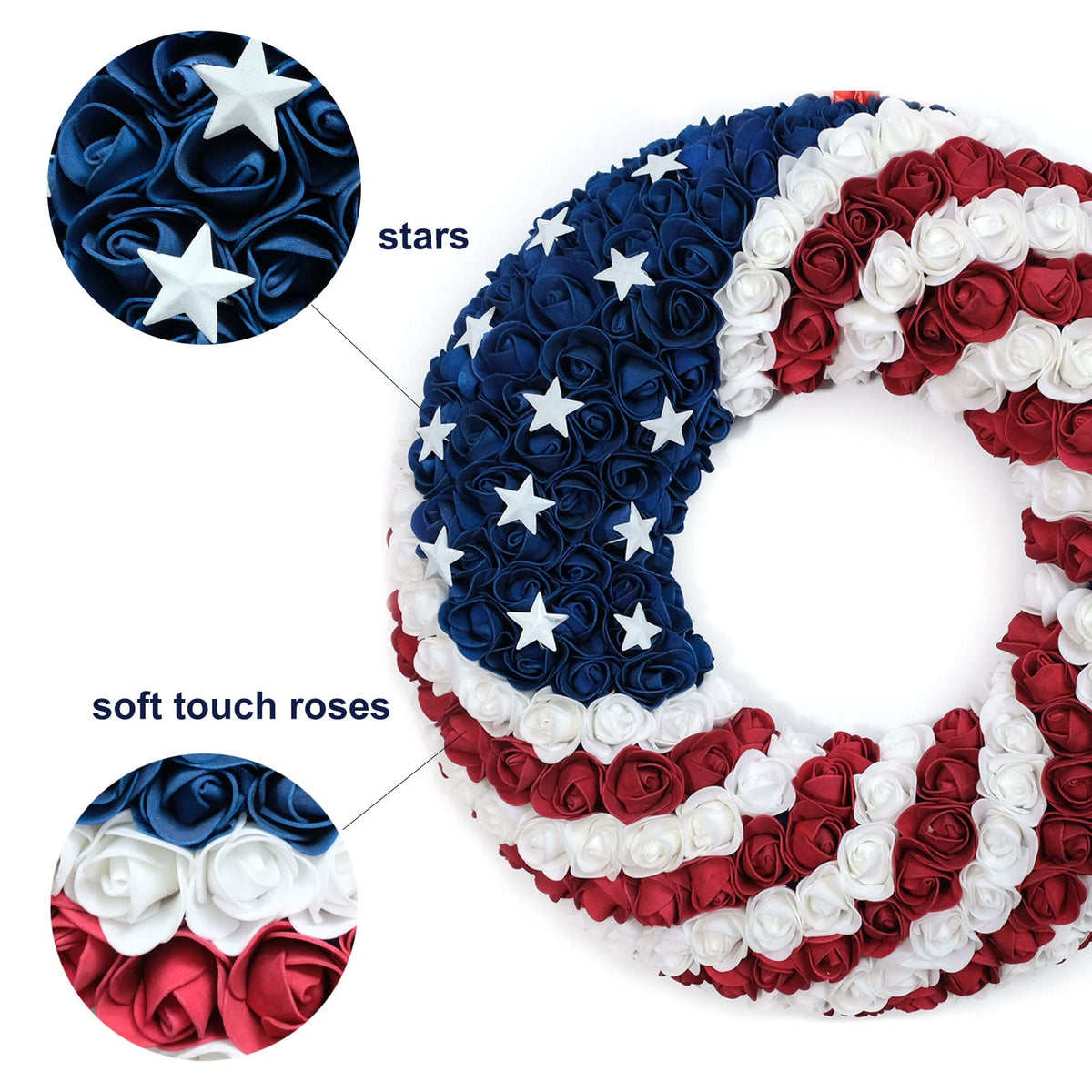 egolot patriotic wreath with white stars detail for home or office decor