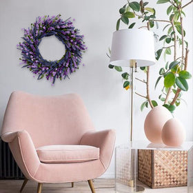 Egolot thick-branches lavender wreath enhances springtime home decor.