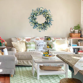 Egolot coastal wildflower wreath brings romantic greenery to doors.