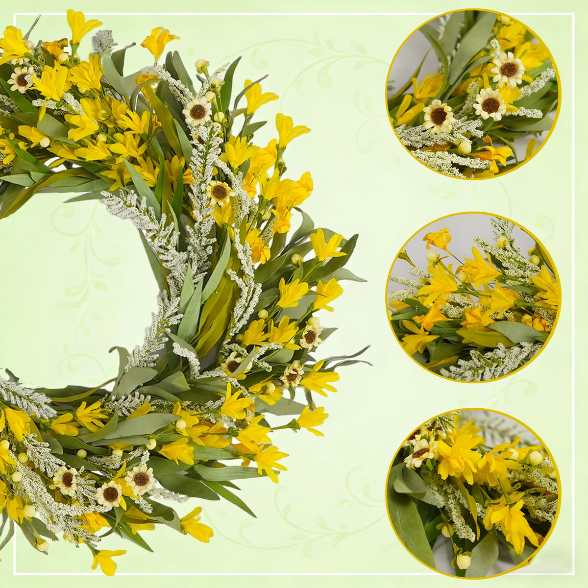 Egolot sunflower greenery wreath ideal for indoor or outdoor spaces