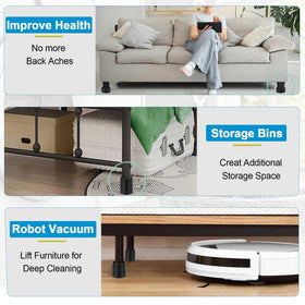 EGTTGIN stackable bed risers create about three inches for versatile furniture height.