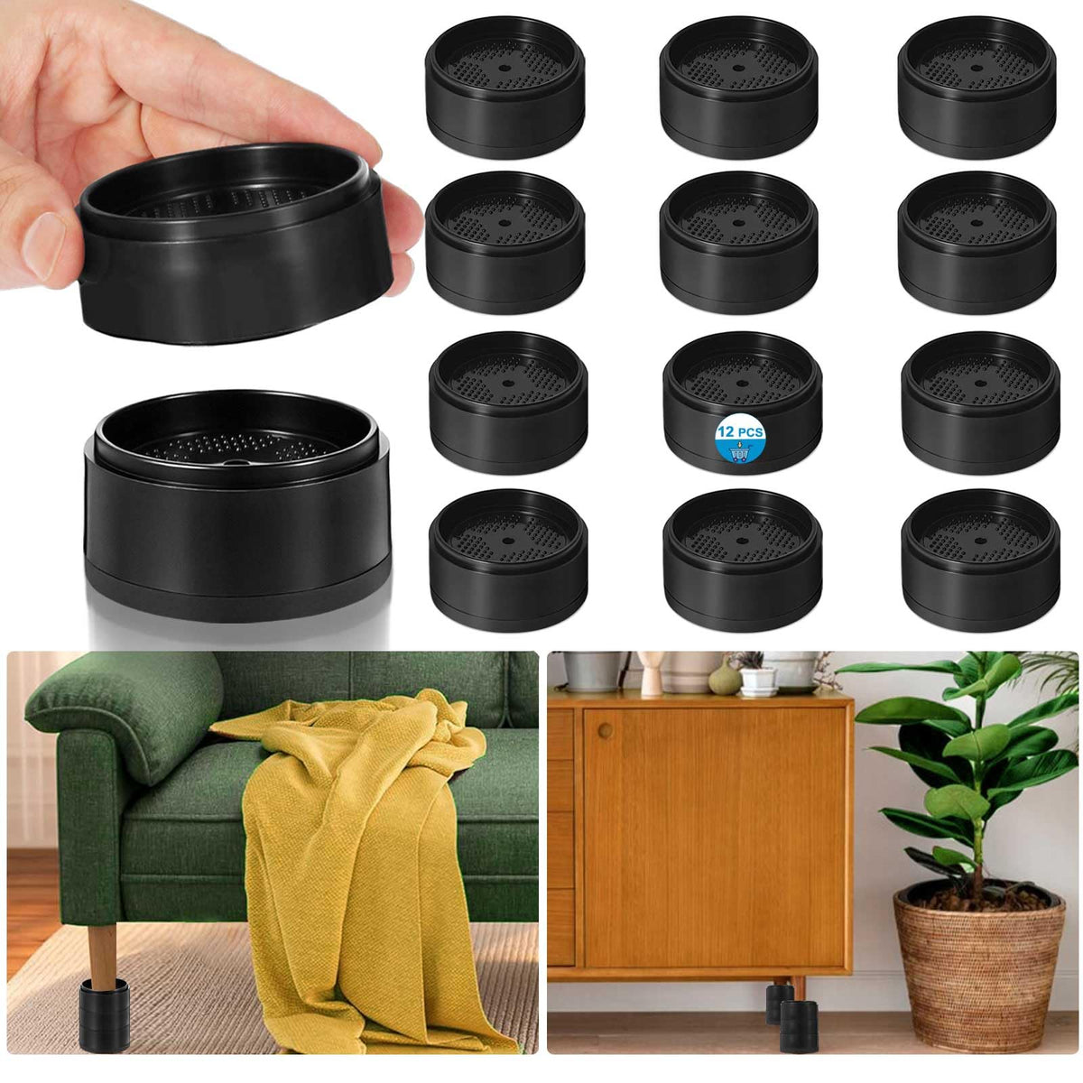 EGTTGIN risers create under-bed storage and space for slim items.