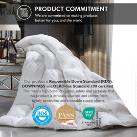 Egyptian Bedding 100% Egyptian cotton cover offers breathable comfort.