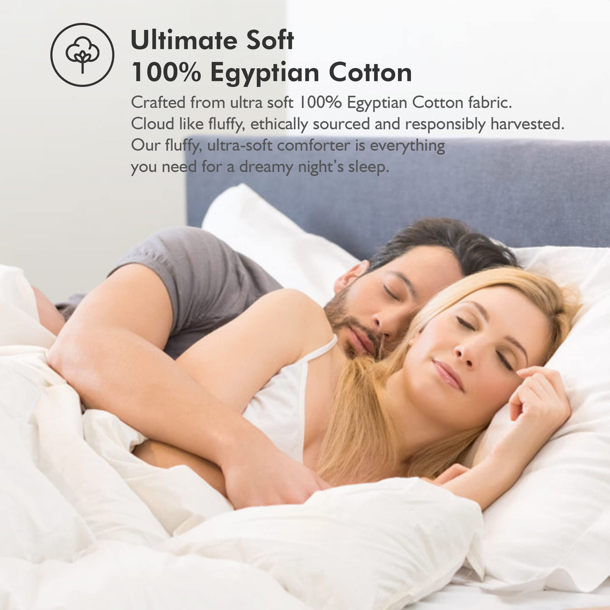 Egyptian Bedding eight corner loops anchor duvet cover to prevent shifting.