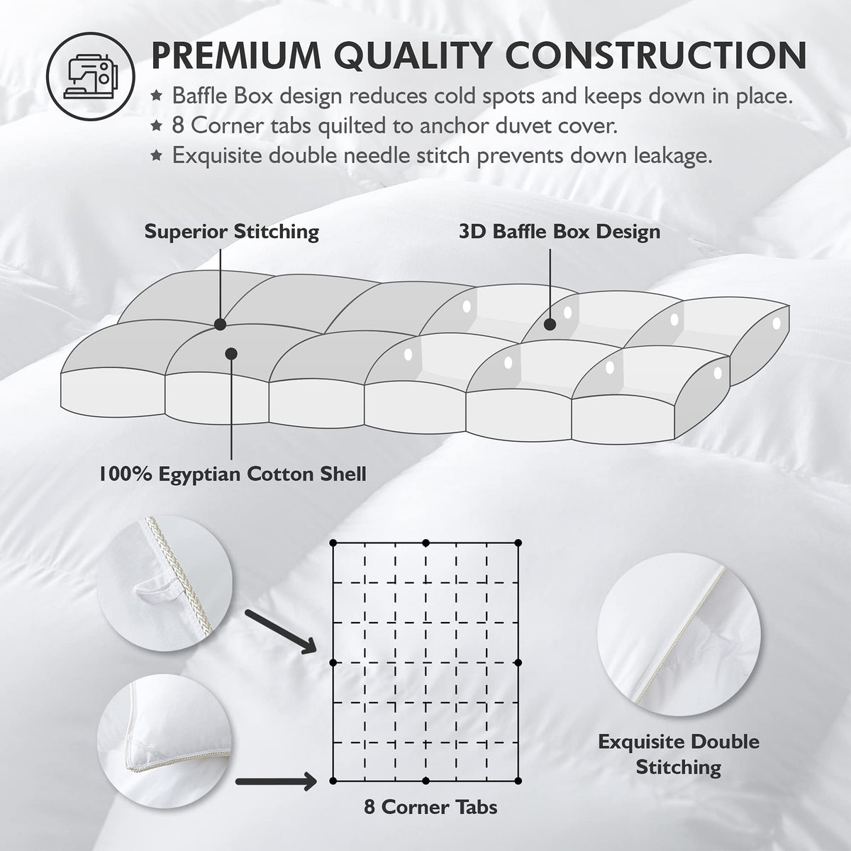 Egyptian Bedding rope piping detail adds luxury and durability.