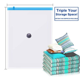 ehomegoods extra jumbo vacuum bag stacked with items saves space.