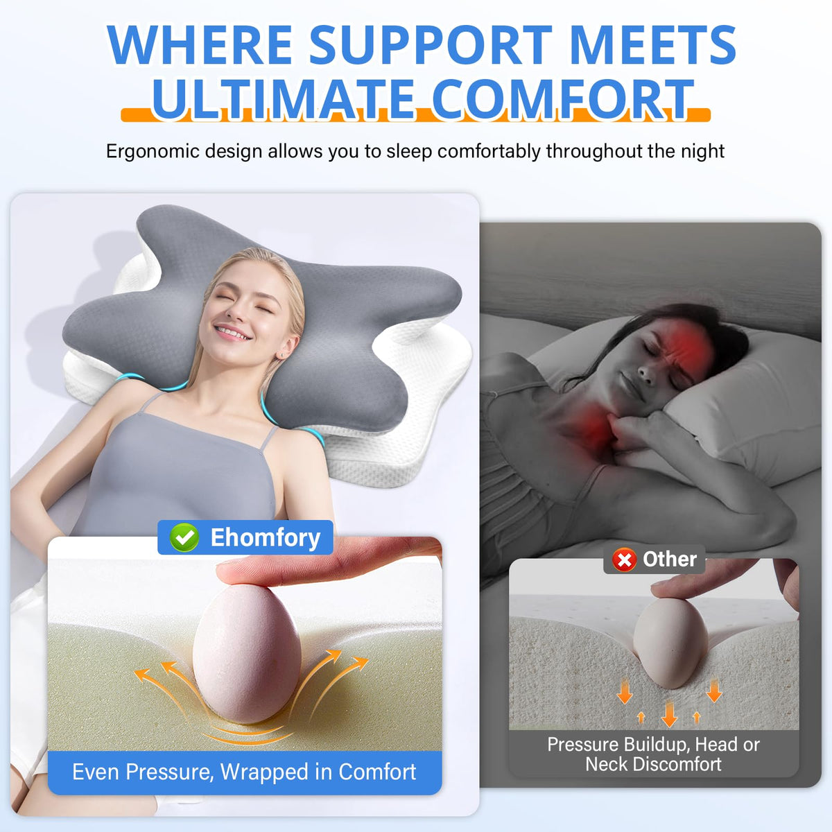 Removable cover on Ehomfory neck pillow is machine washable for easy care