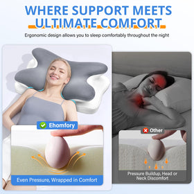 Removable cover on Ehomfory neck pillow is machine washable for easy care