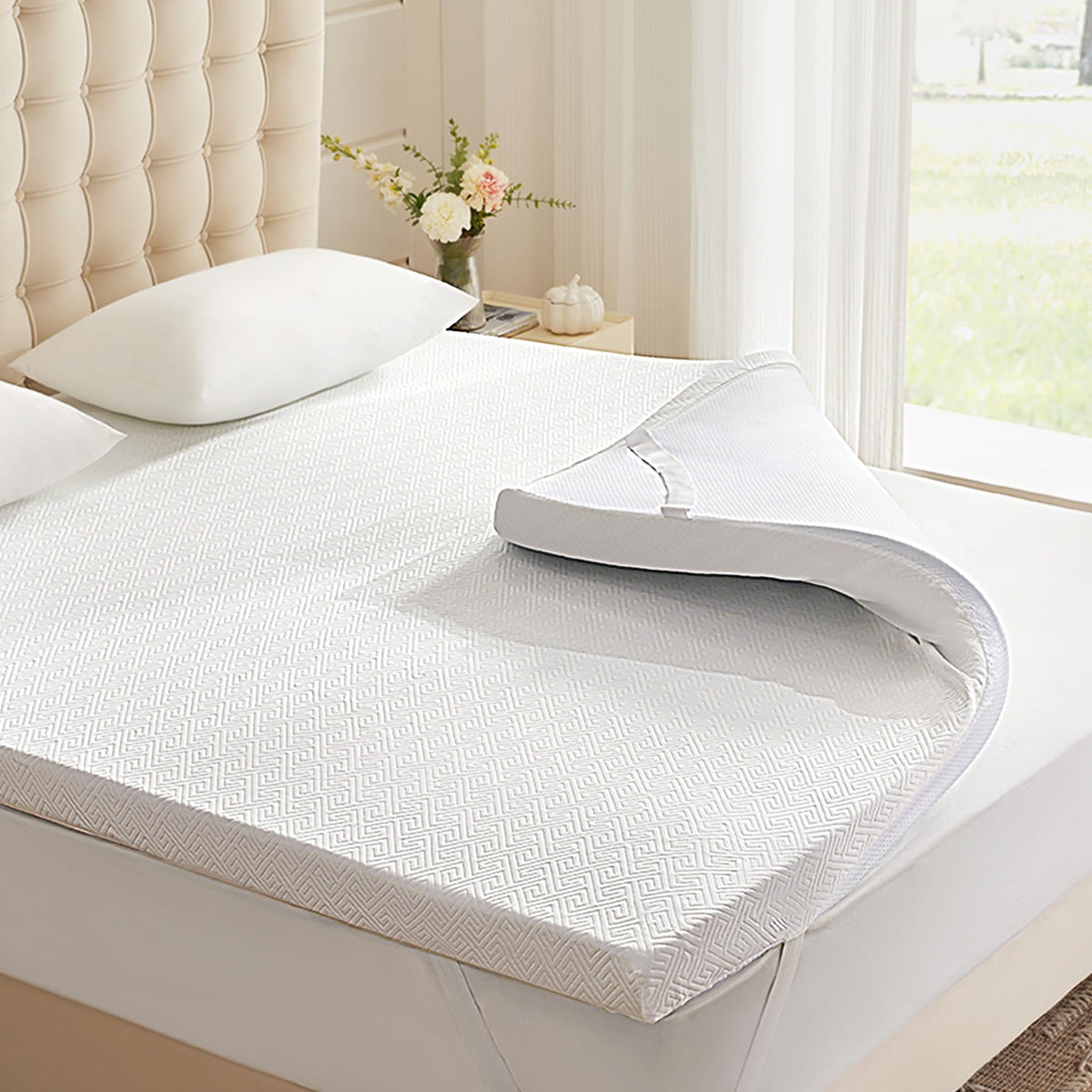 Eiayeebil 2-inch memory foam topper twin packaging ready for expansion and setup