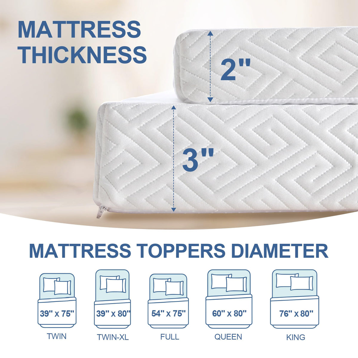 Eiayeebil full-size topper ideal for dorms, camping, RVs