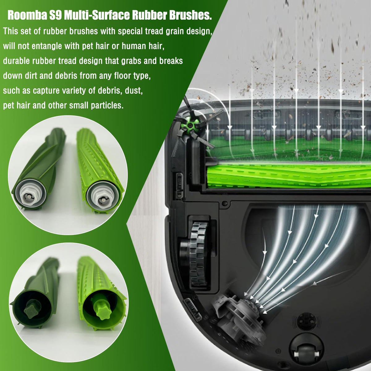 Eifrthe rubber rollers for Roomba s-series multi-surface cleaning