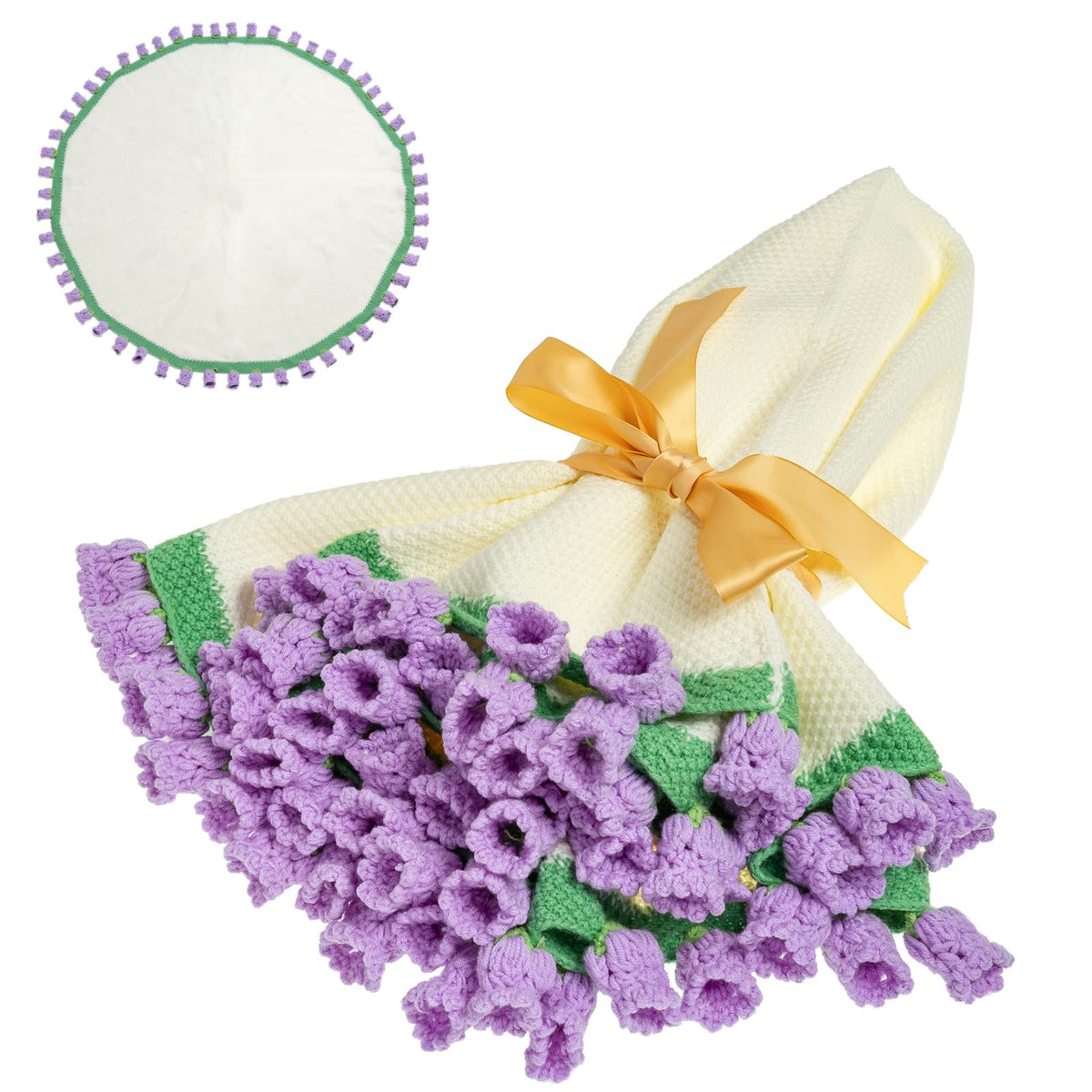 Eightown 43-inch crochet flowers bouquet adds cozy living room decor and whimsy.
