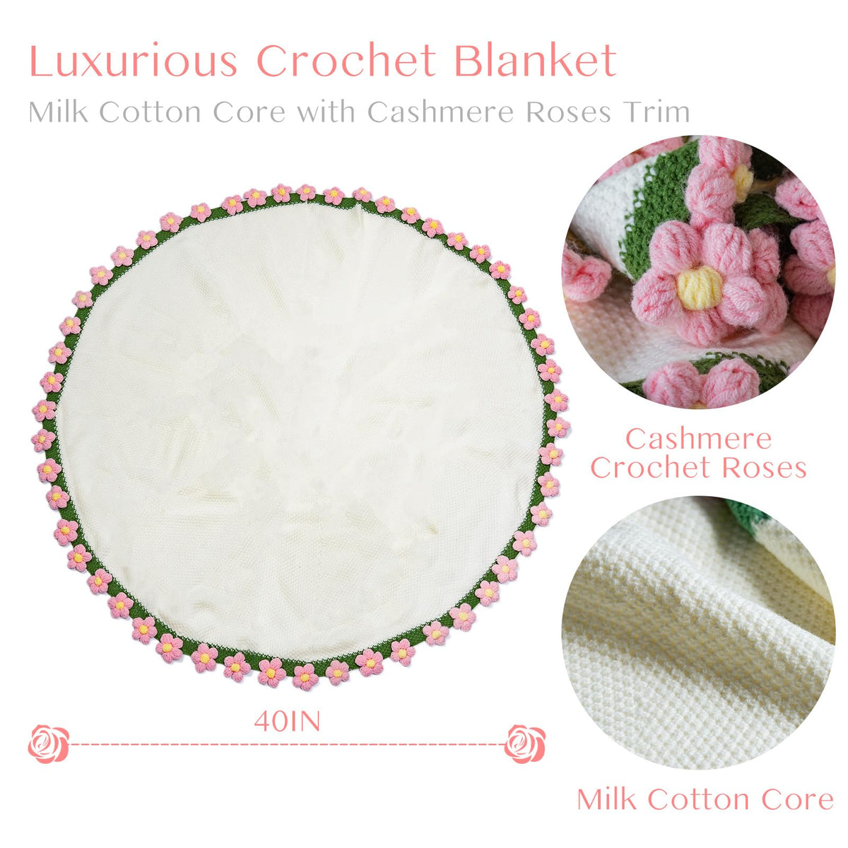 EIGHTOWN handmade knitted throw displays delicate petals texture for decorative warmth