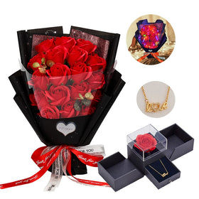 Eightown roses bouquet with gift box, ready for gifting
