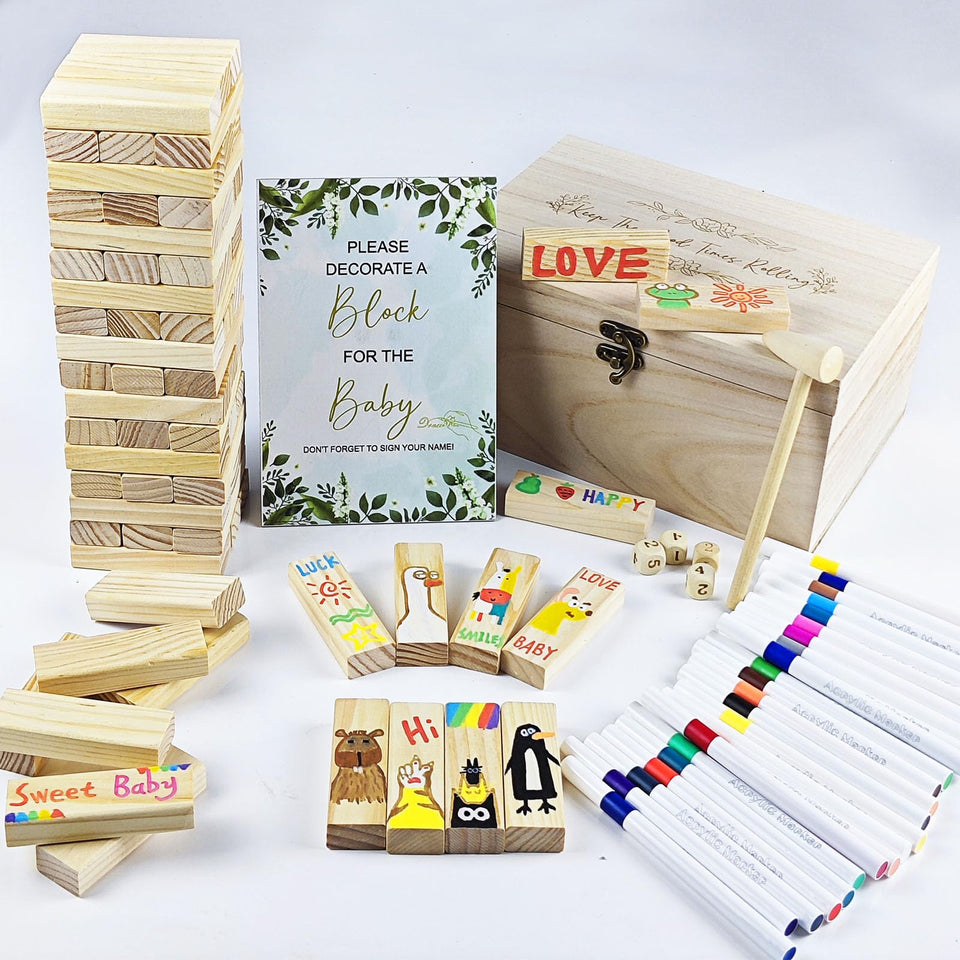 eigtwen 101pcs baby shower sign kit wooden sign for diy decor and guest blessings.