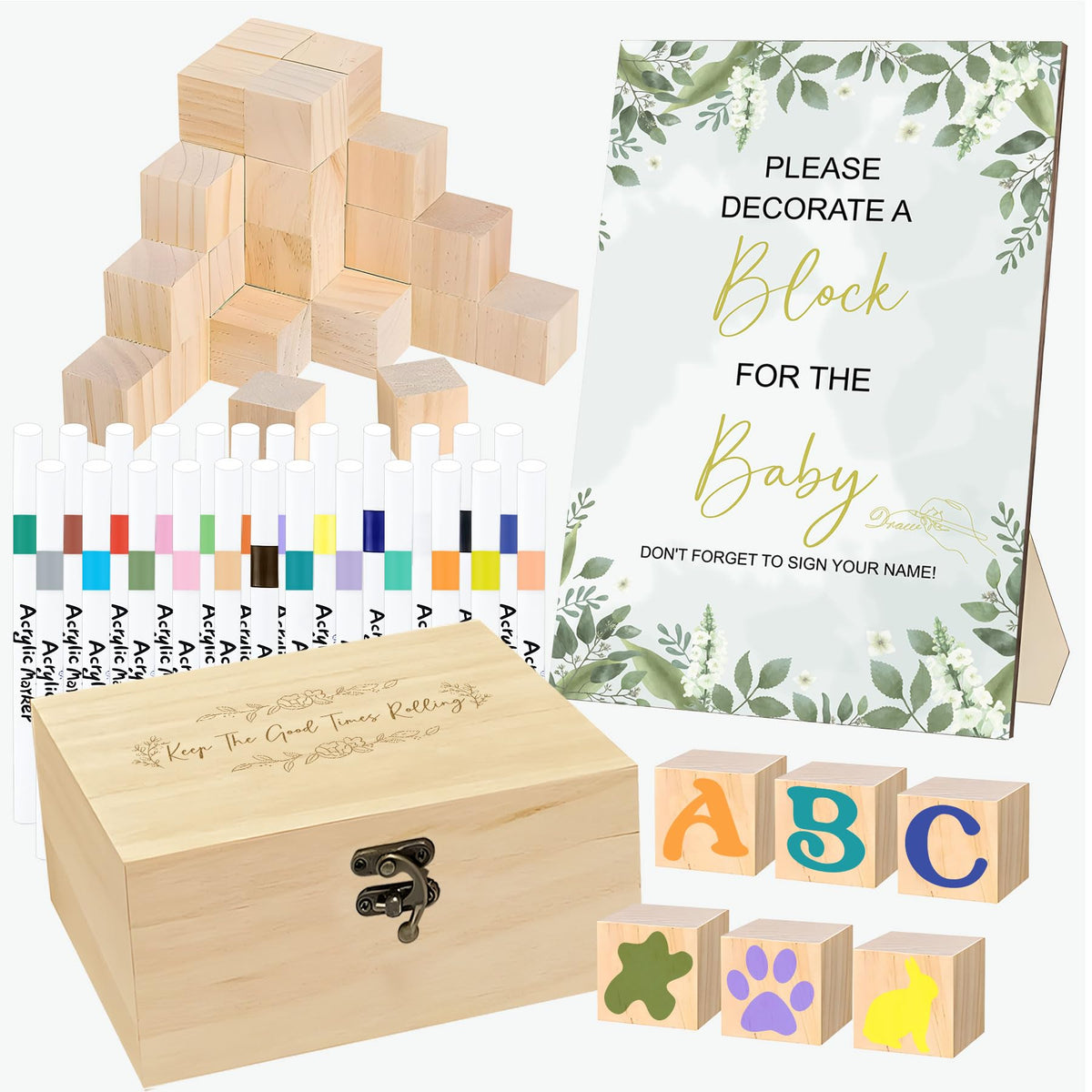 EIGTWEN 78-pcs baby shower sign kit complete set for interactive party games