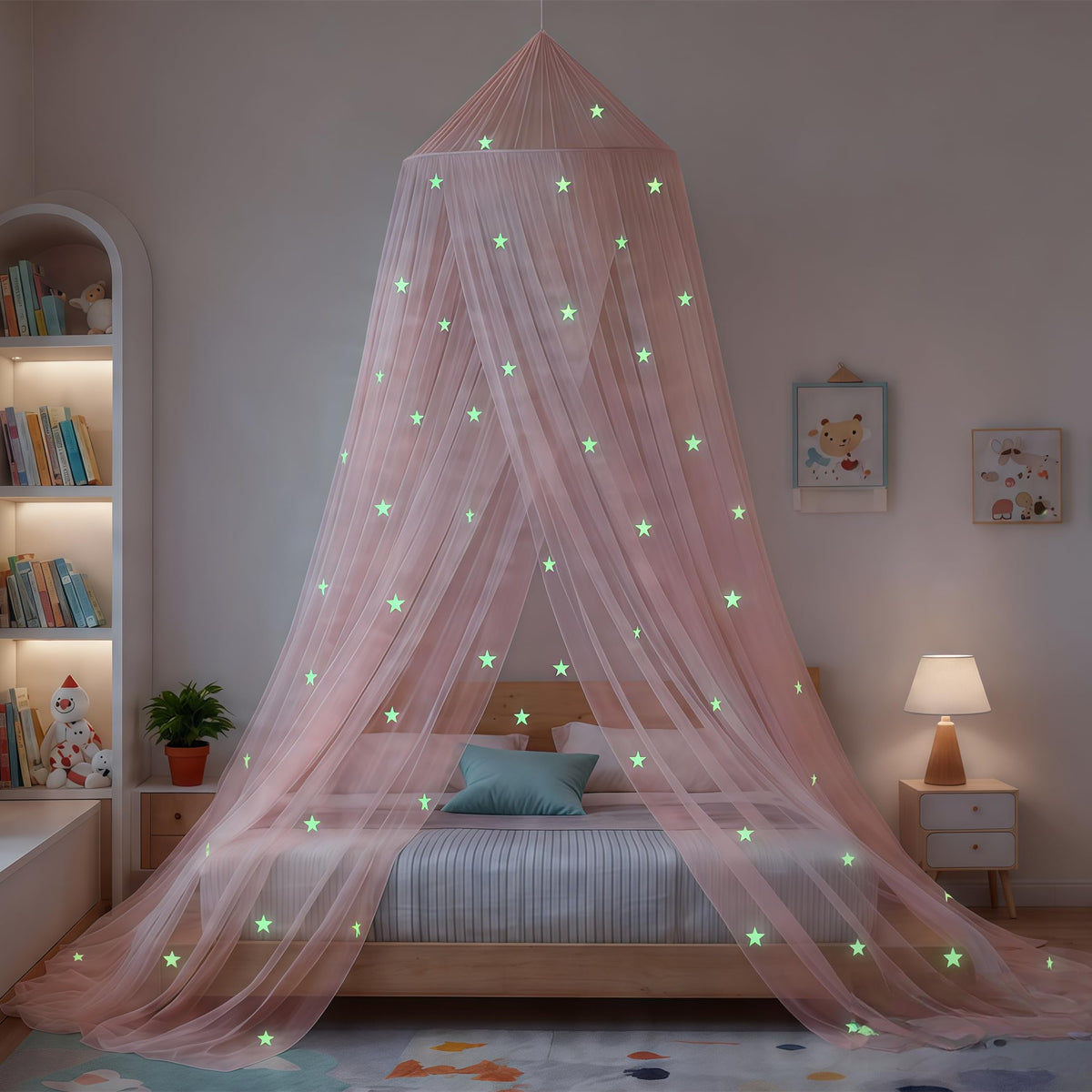 Eimilaly bed canopy dense mesh keeps insects away while allowing airflow.