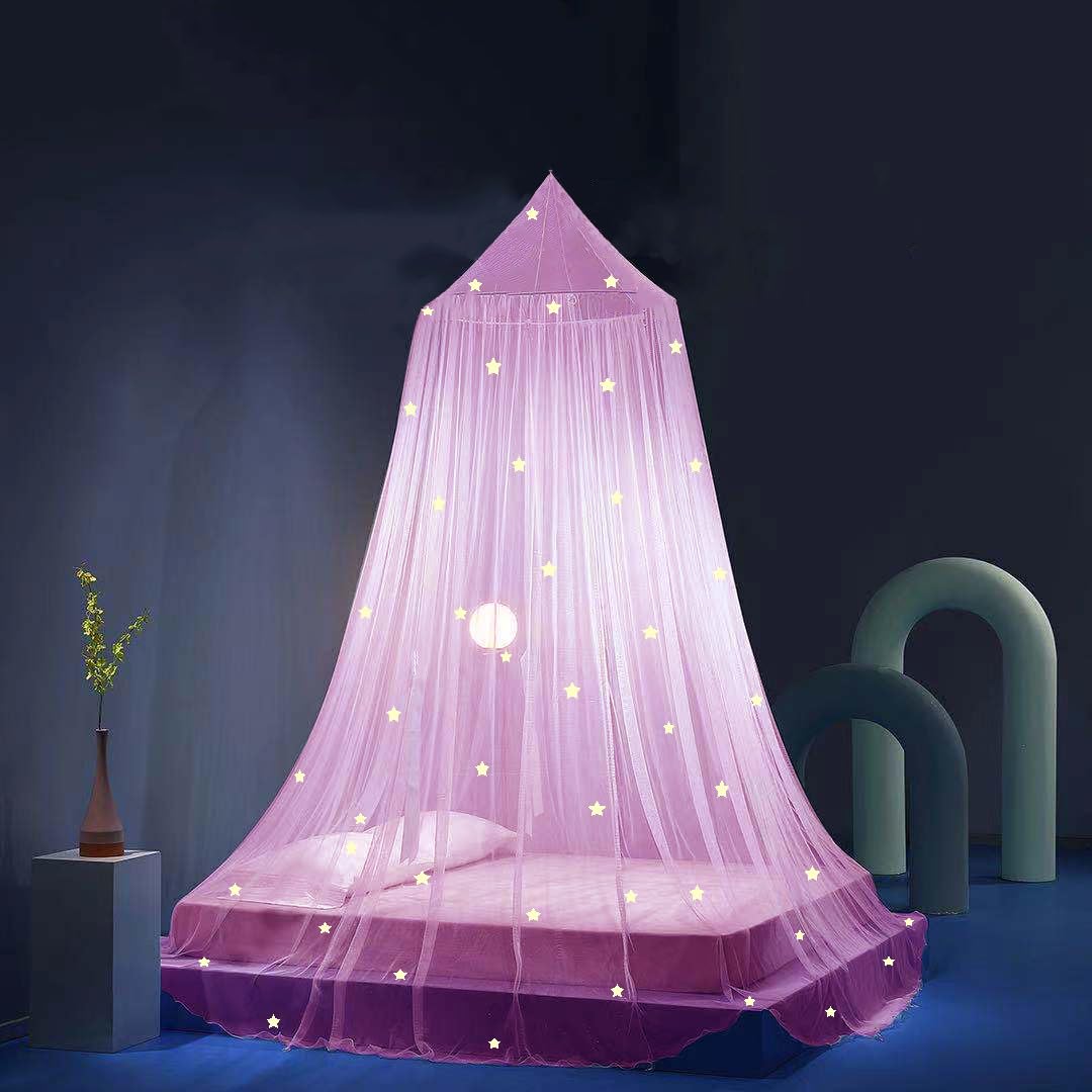 Eimilaly bed canopy glow stars highlights safe, glowing décor for night-time comfort.