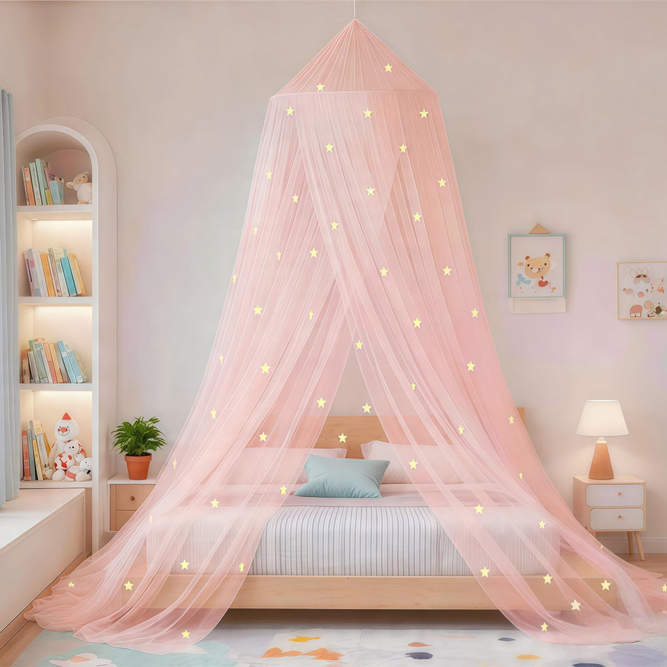 Eimilaly bed canopy pink princess creates a cozy, magical bedtime atmosphere for girls.