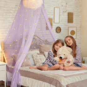 Eimilaly bed canopy steel ring enables quick, tidy hanging.