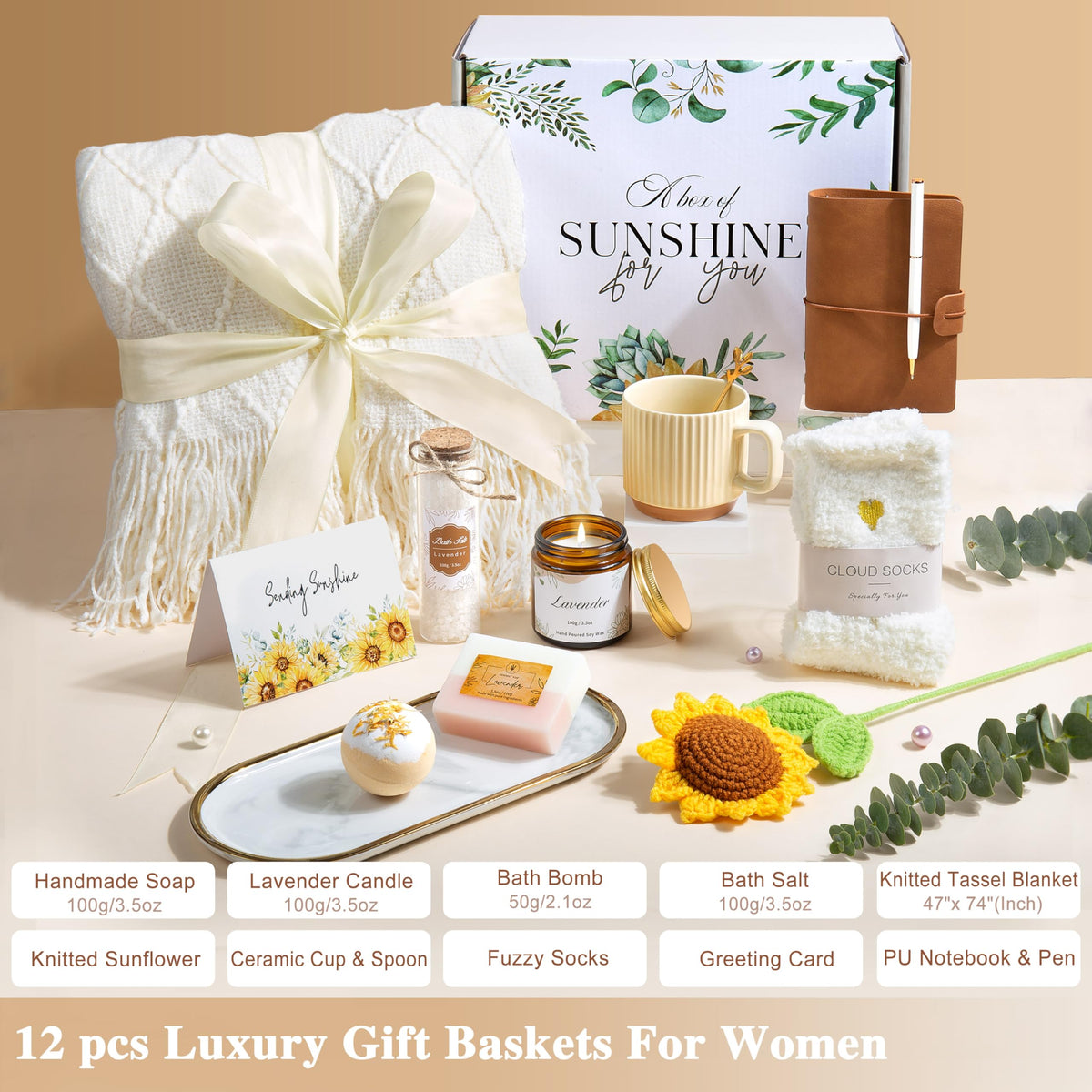 EIRNAY knitted blanket with tassels offers soft warmth for relaxing evenings.