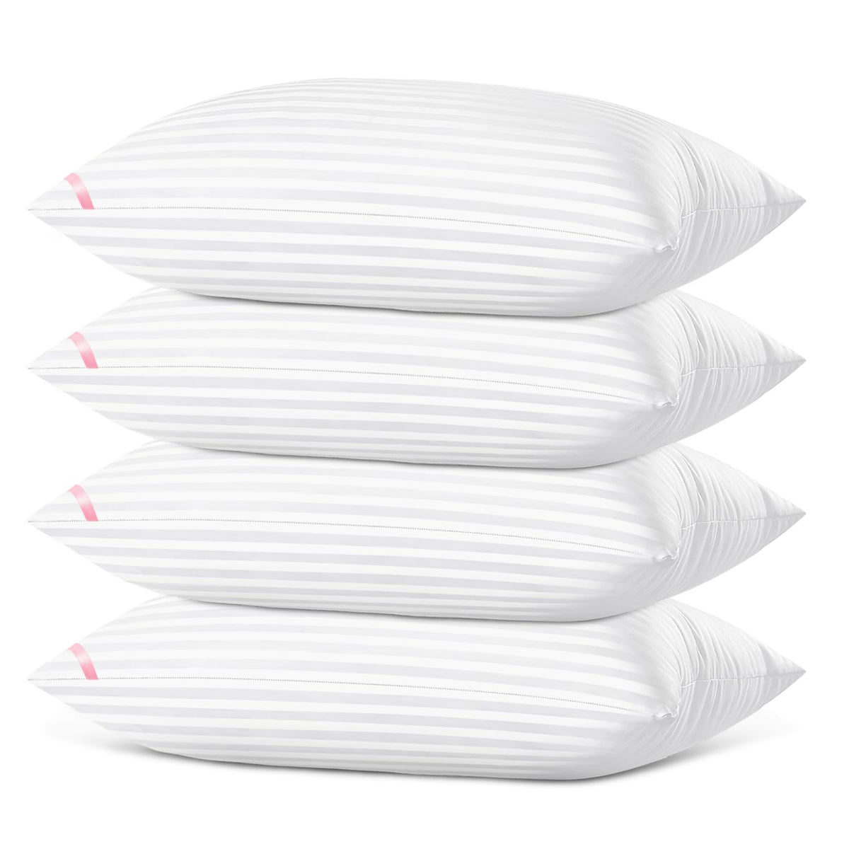 EIUE bed pillows 4-pack front view showing plush, breathable cotton cover for comfort