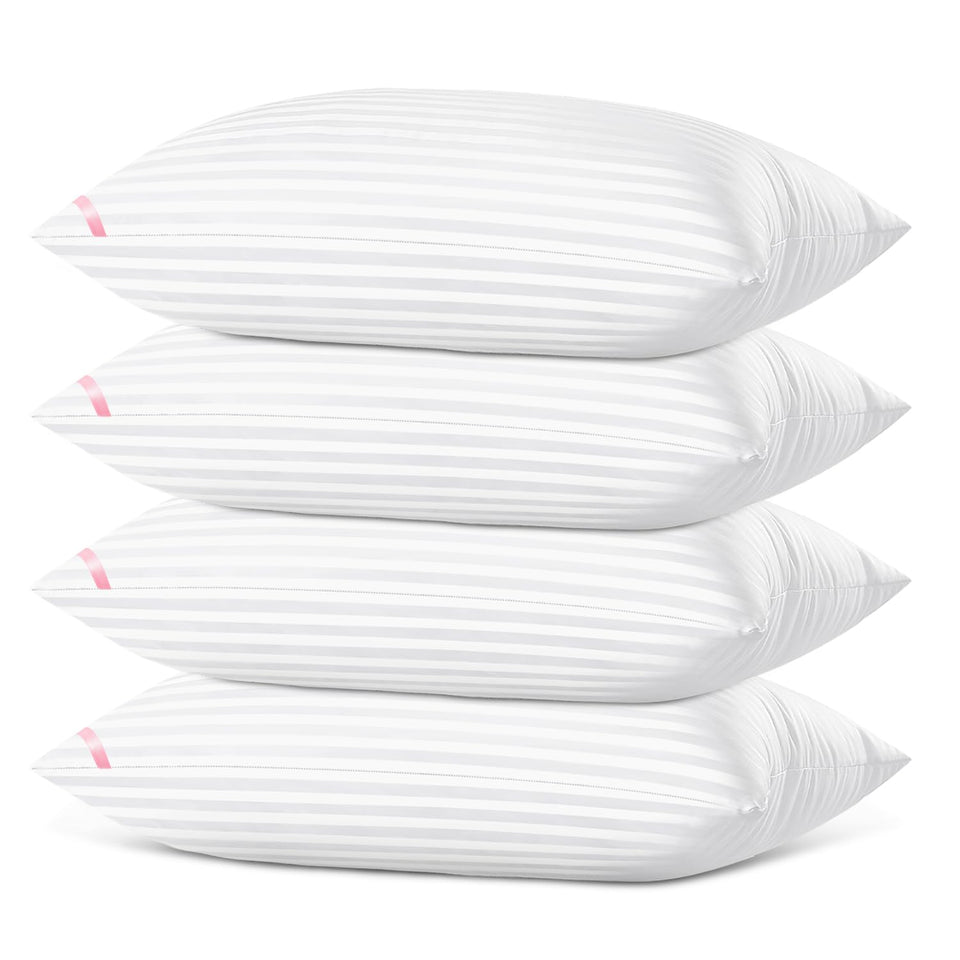 EIUE bed pillows 4-pack front view showing plush, breathable cotton cover for comfort