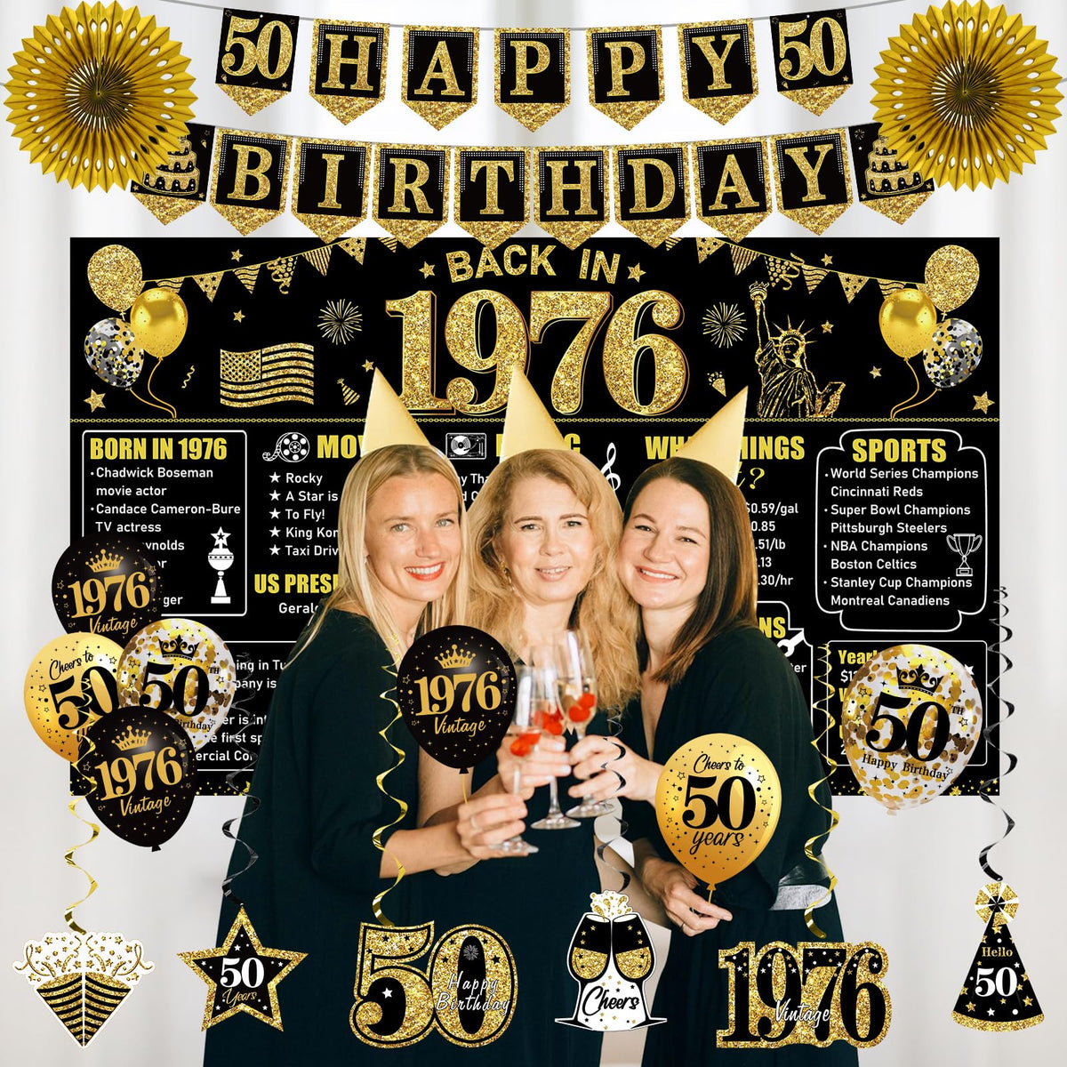 Eiurteao 12-inch balloons in black and gold spark celebration