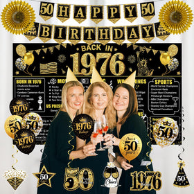Eiurteao 12-inch balloons in black and gold spark celebration
