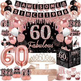 Eiurteao 60th birthday banner featuring Awesome Since 1966 for a chic milestone look.