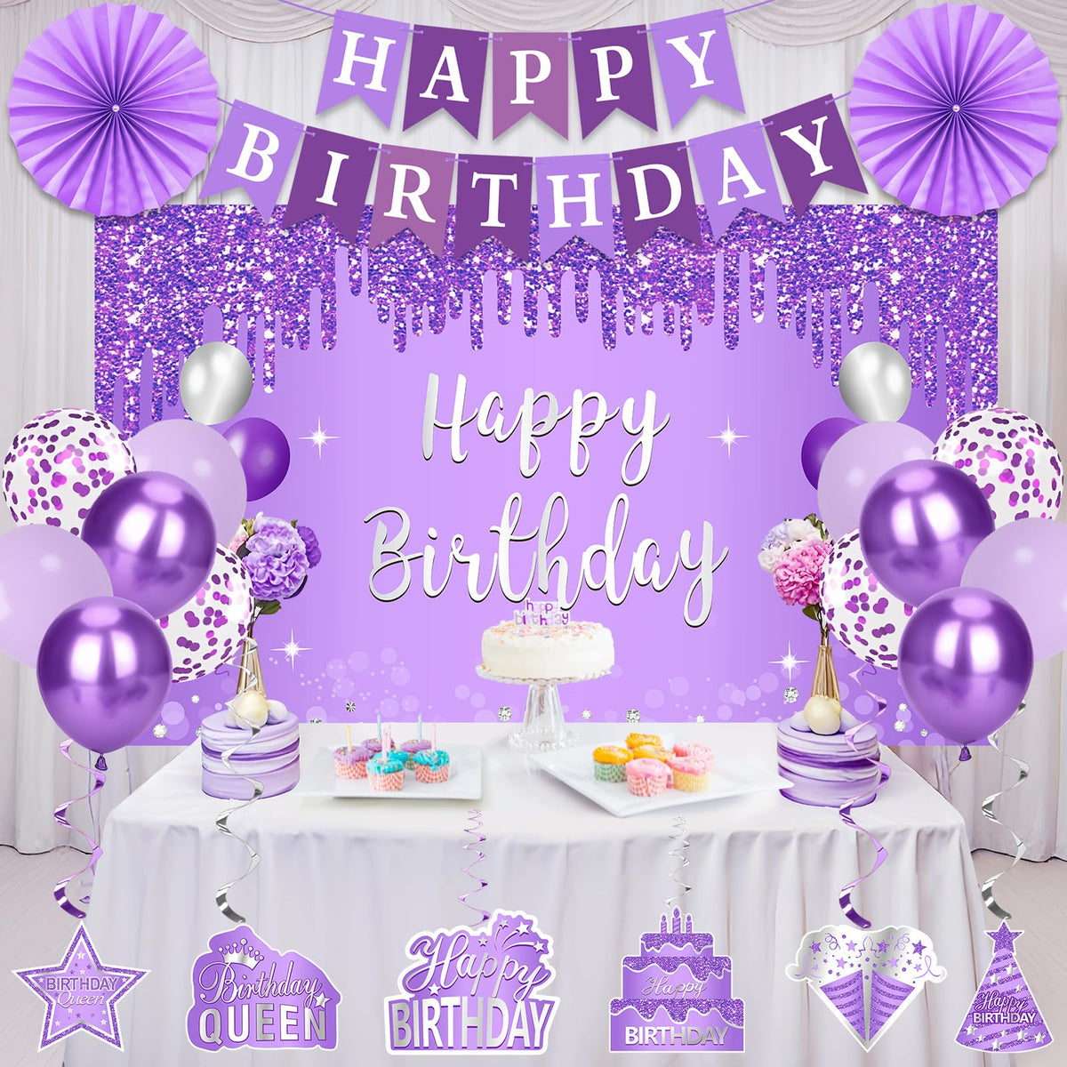 Eiurteao purple balloons pack adds shimmer and party mood