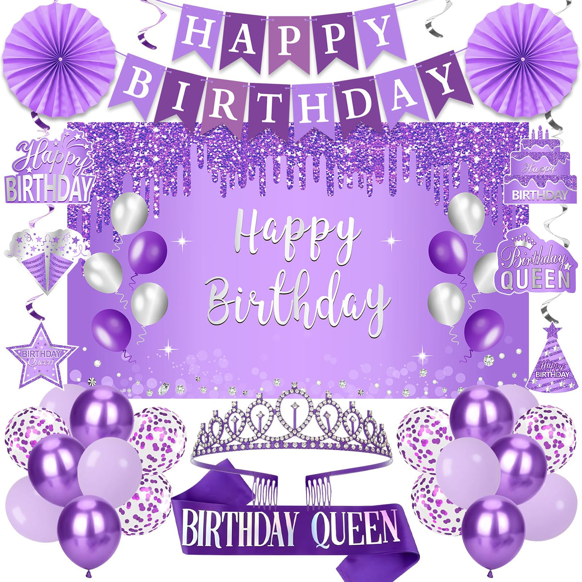 Eiurteao purple birthday crown enhances the queen moment for photos