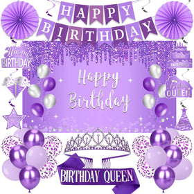 Eiurteao purple birthday crown enhances the queen moment for photos