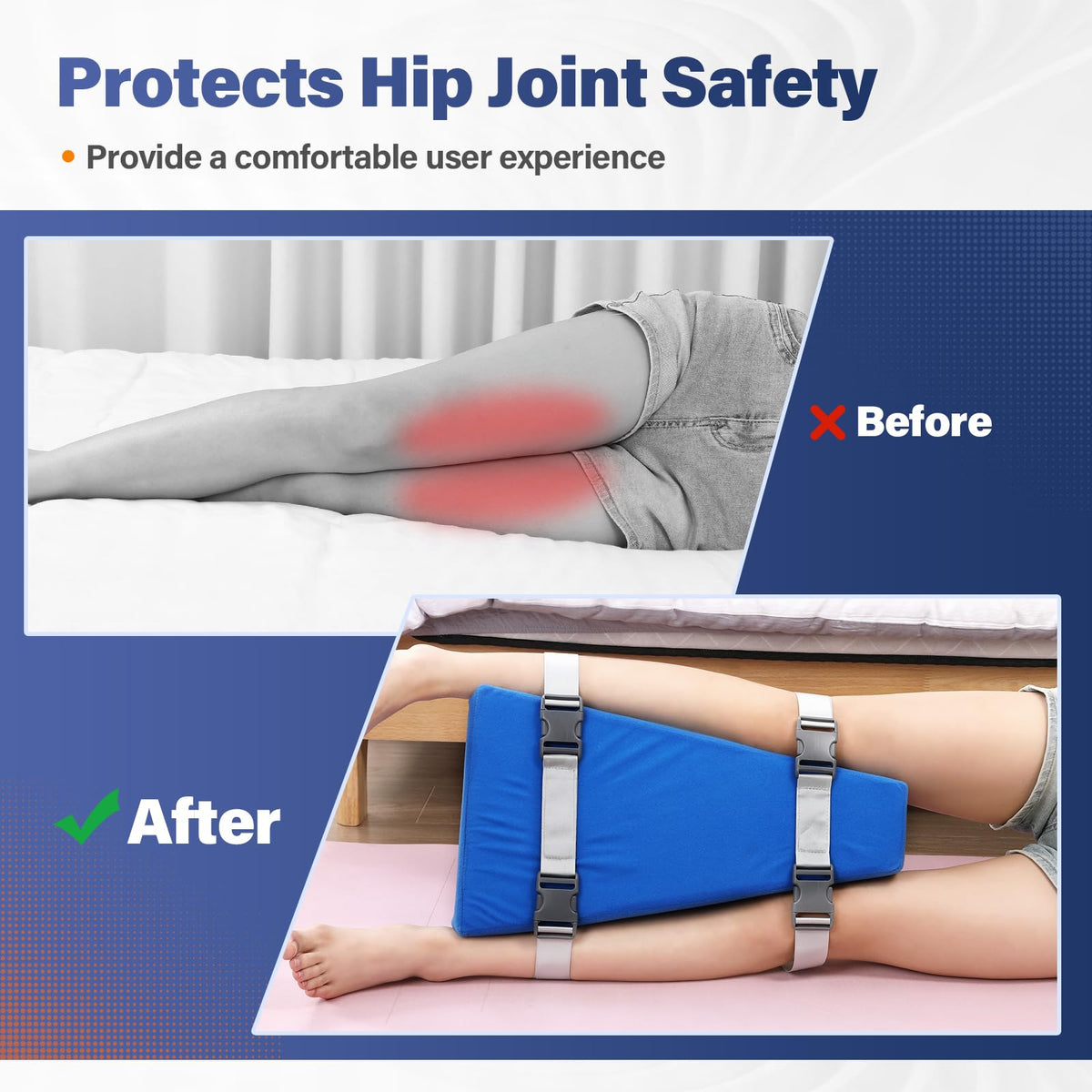 Eizome Hip Abduction Pillow compact design fits recovery spaces.